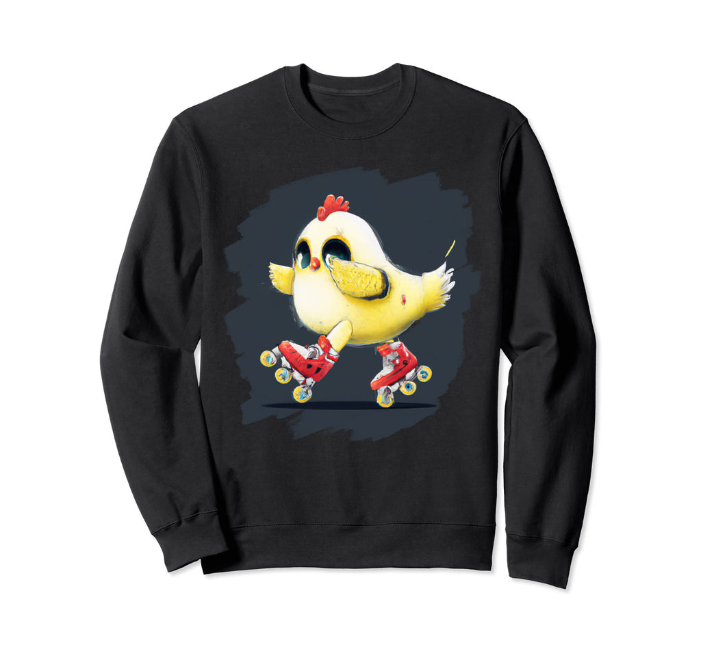 Funny Chicken Roller Skates Farm Sweatshirt - Minimalist Print Men Women - T-Shirt, Sweatshirt, Hoodie