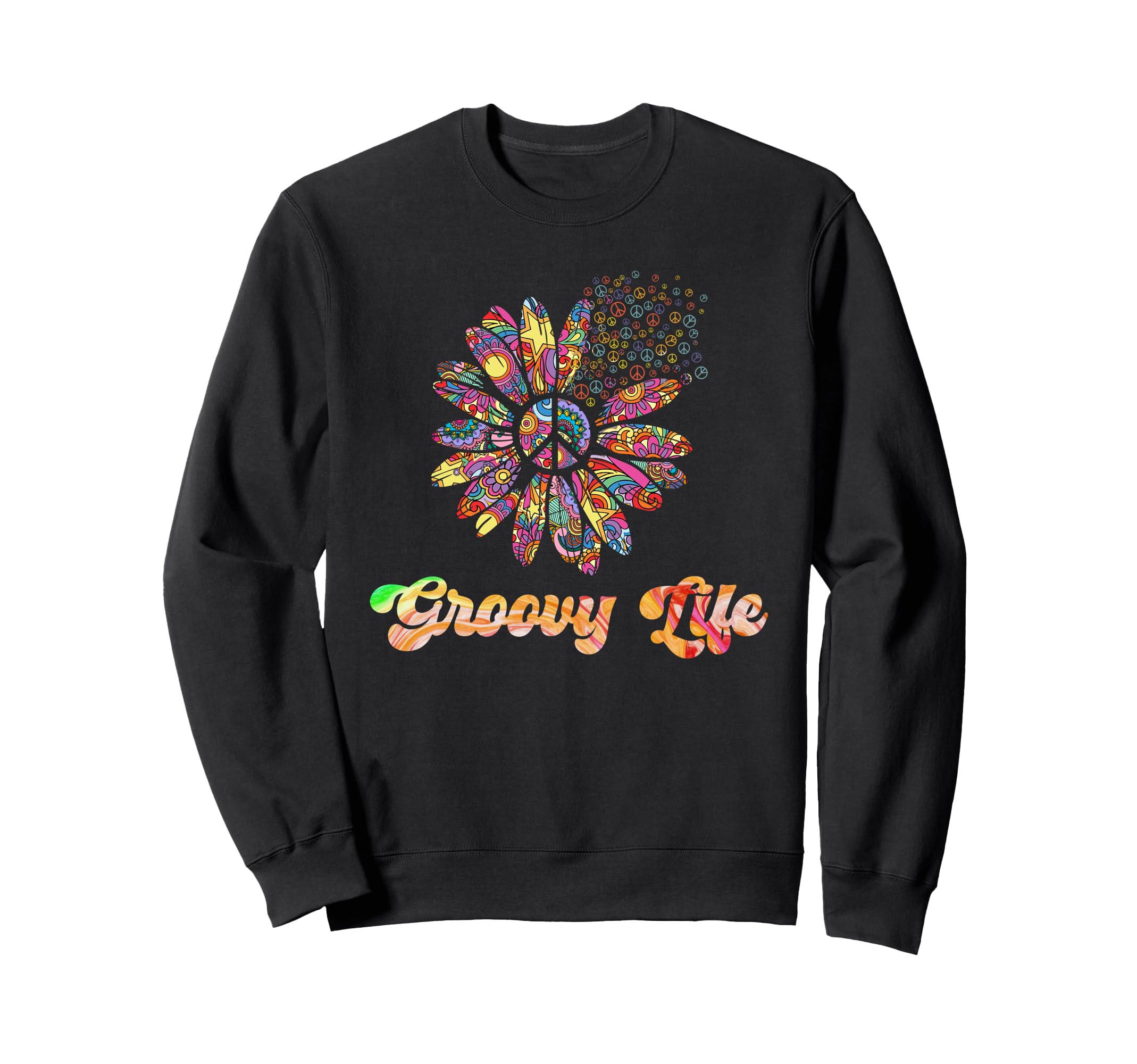 Hippie Groovy Life Flower Power Sweatshirt - Aesthetic Graphic Men Women - T-Shirt, Sweatshirt, Hoodie