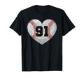 Baseball Number 91 Distressed Heart T-Shirt - Trendy Graphic for Adults - T-Shirt, Sweatshirt, Hoodie