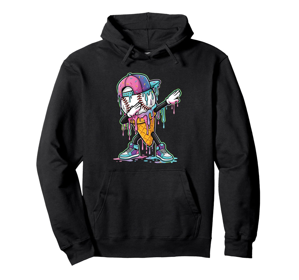 Dripping Baseball Drip Ice Cream Drip Hoodie - Custom Art Print Men Women - T-Shirt, Sweatshirt, Hoodie