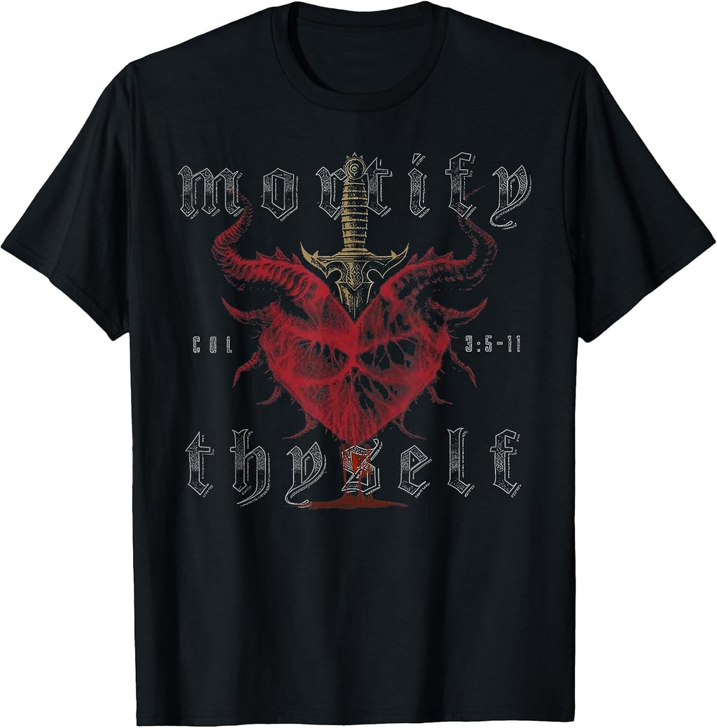 Mortify Thyself Faith Scripture Merch Co. - Adult & Kids T-Shirts, Sweatshirts & Hoodies apparel design preview 1