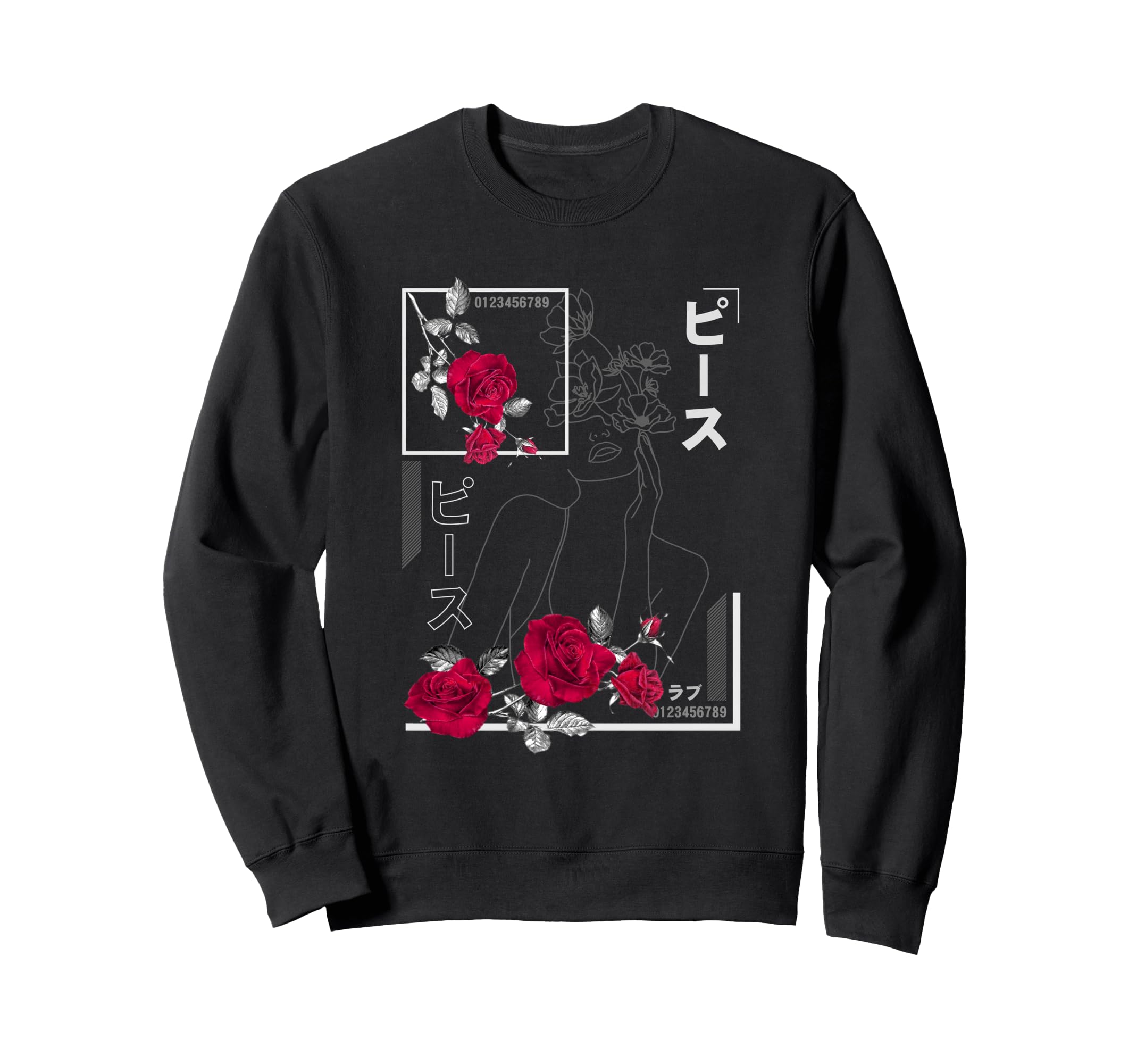 Japan Minimalist Rose Japanese Sweatshirt - Fun Novelty Design Men Women - T-Shirt, Sweatshirt, Hoodie