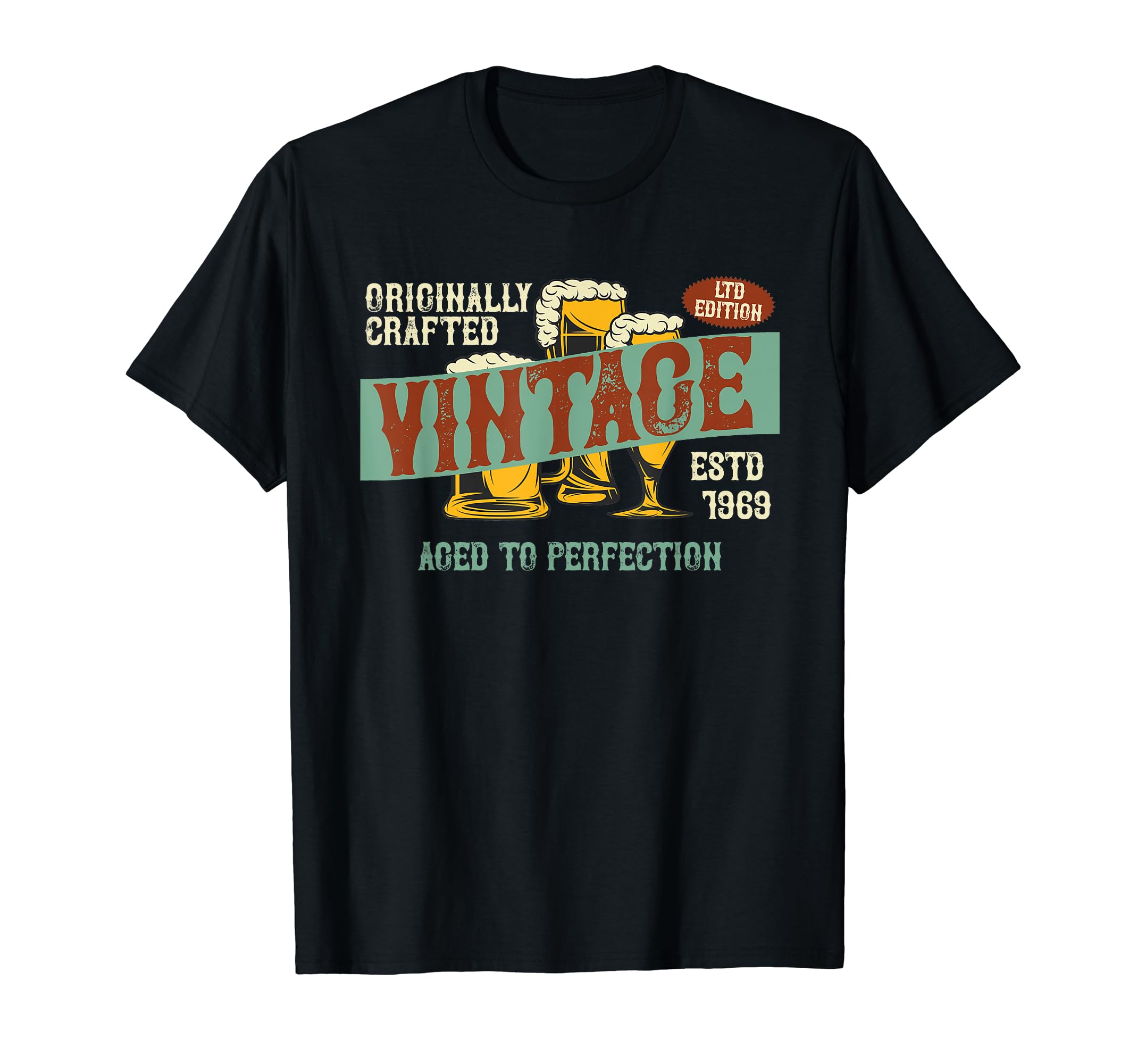 Distressed 50Th Birthday 1969 Beer T-Shirt - Aesthetic Graphic for Adults - T-Shirt, Sweatshirt, Hoodie