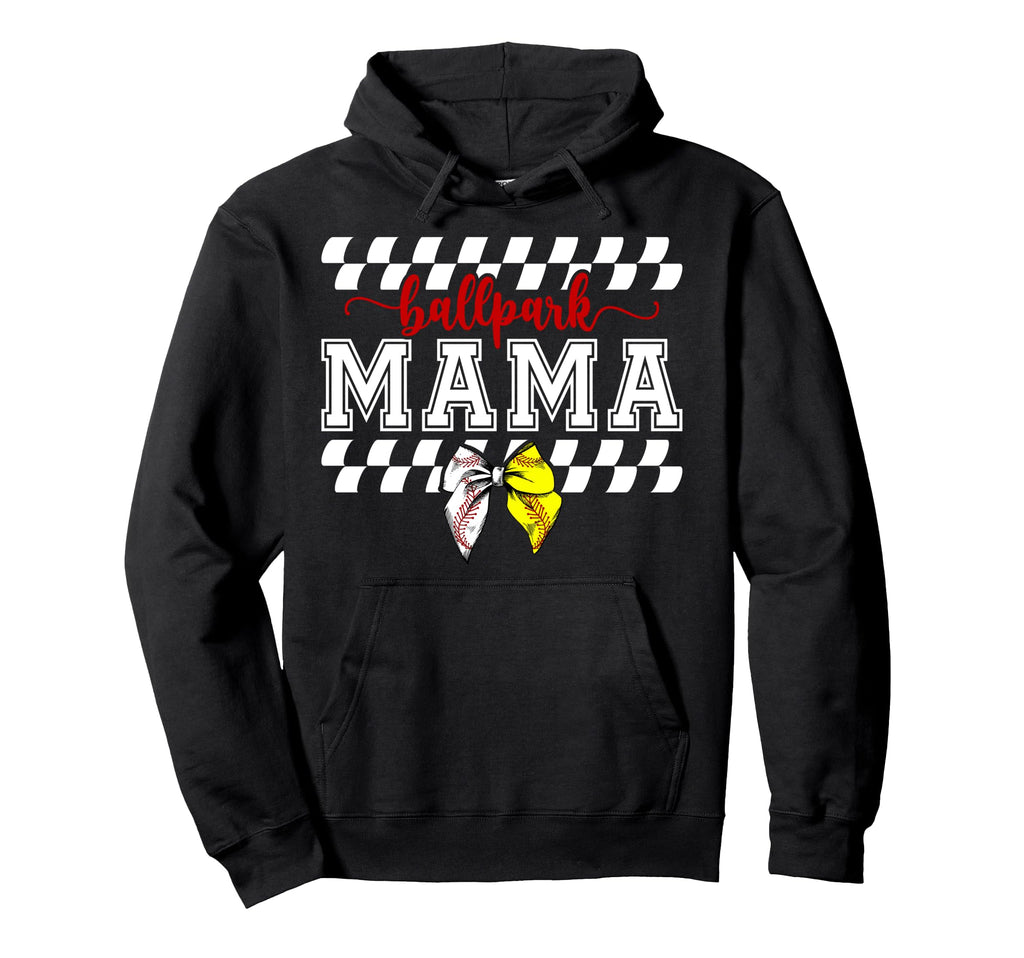 Ballpark Mama Coquette Softball Baseball Hoodie - Graphic Print Men Women - T-Shirt, Sweatshirt, Hoodie