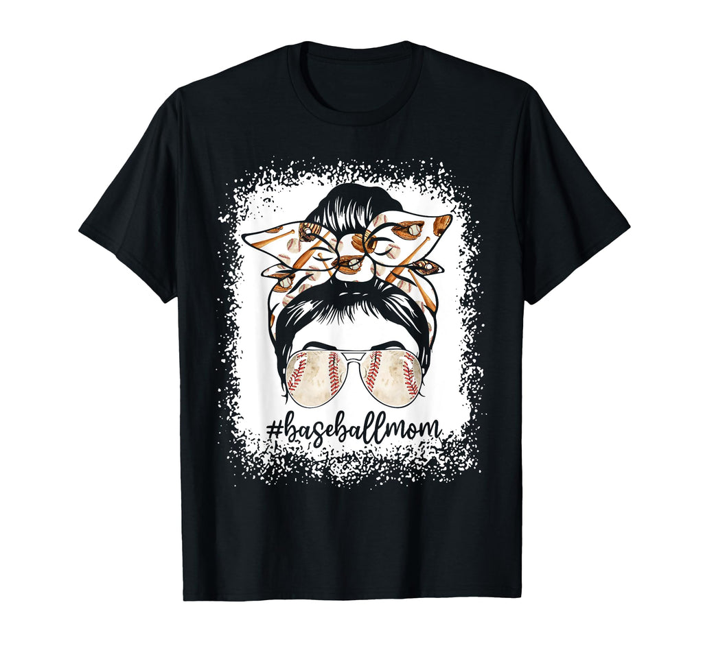 Bleached Baseball Mom Messy Bun T-Shirt - Fun Novelty Design Men Women - T-Shirt, Sweatshirt, Hoodie