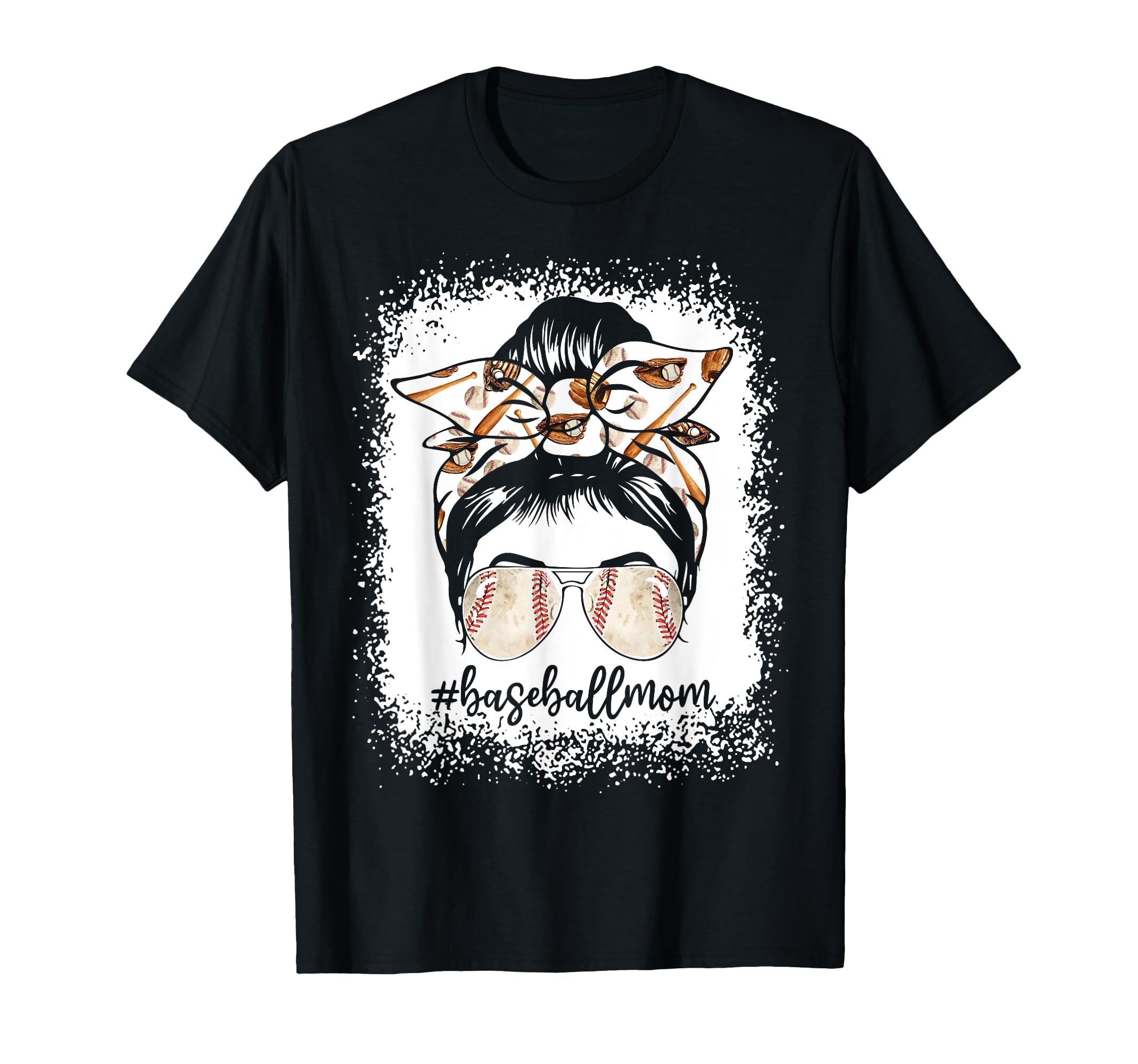 Bleached Baseball Mom Messy Bun T-Shirt - Fun Novelty Design Men Women - T-Shirt, Sweatshirt, Hoodie