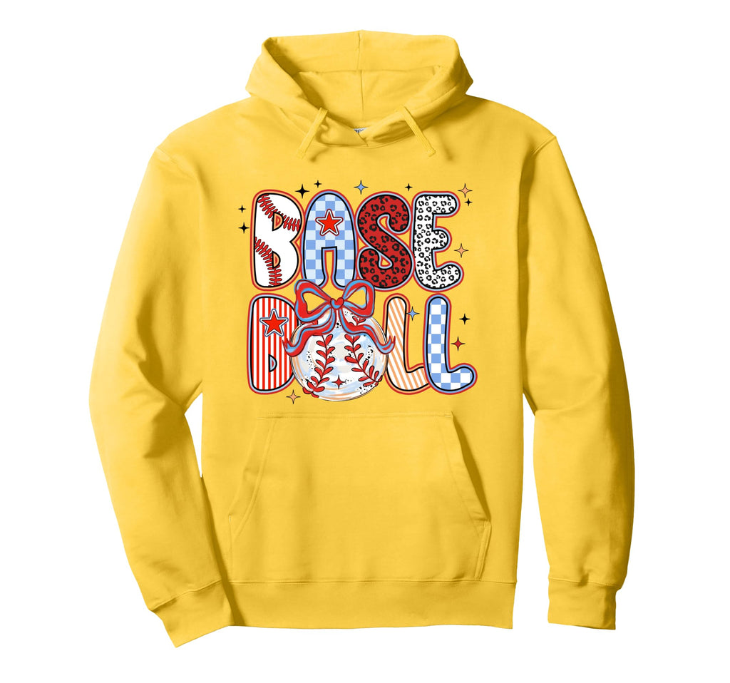 Brushstroke Baseball Coquette Hoodie - Fun Novelty Design Men Women - T-Shirt, Sweatshirt, Hoodie