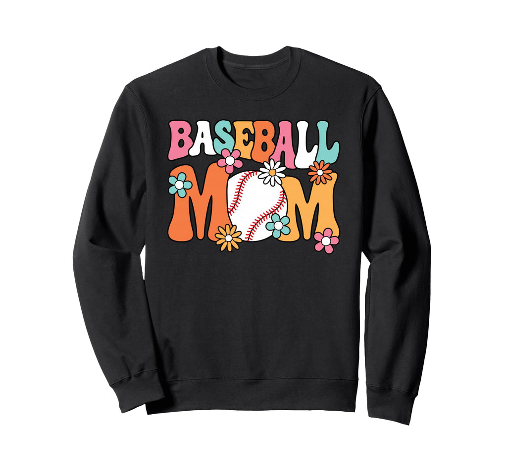Baseball Mom Groovy Baseball Player Sweatshirt - Novelty Apparel Unisex - T-Shirt, Sweatshirt, Hoodie