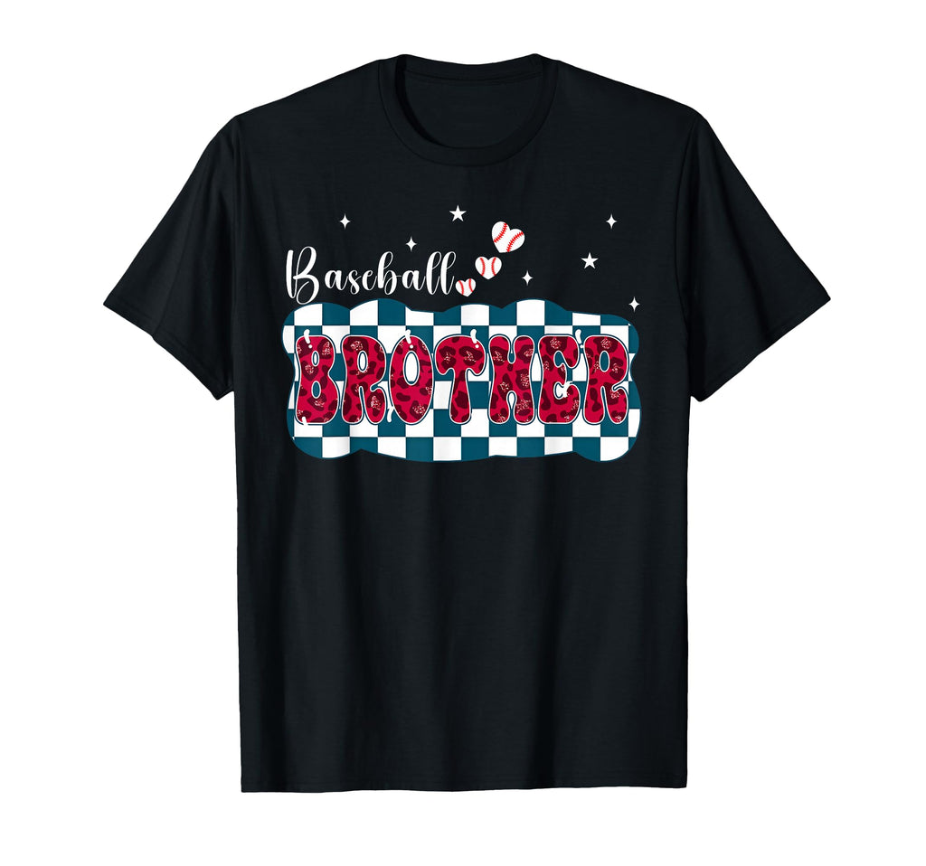Baseball Brother Leopard Checkered T-Shirt - Unique Graphic for Adults - T-Shirt, Sweatshirt, Hoodie