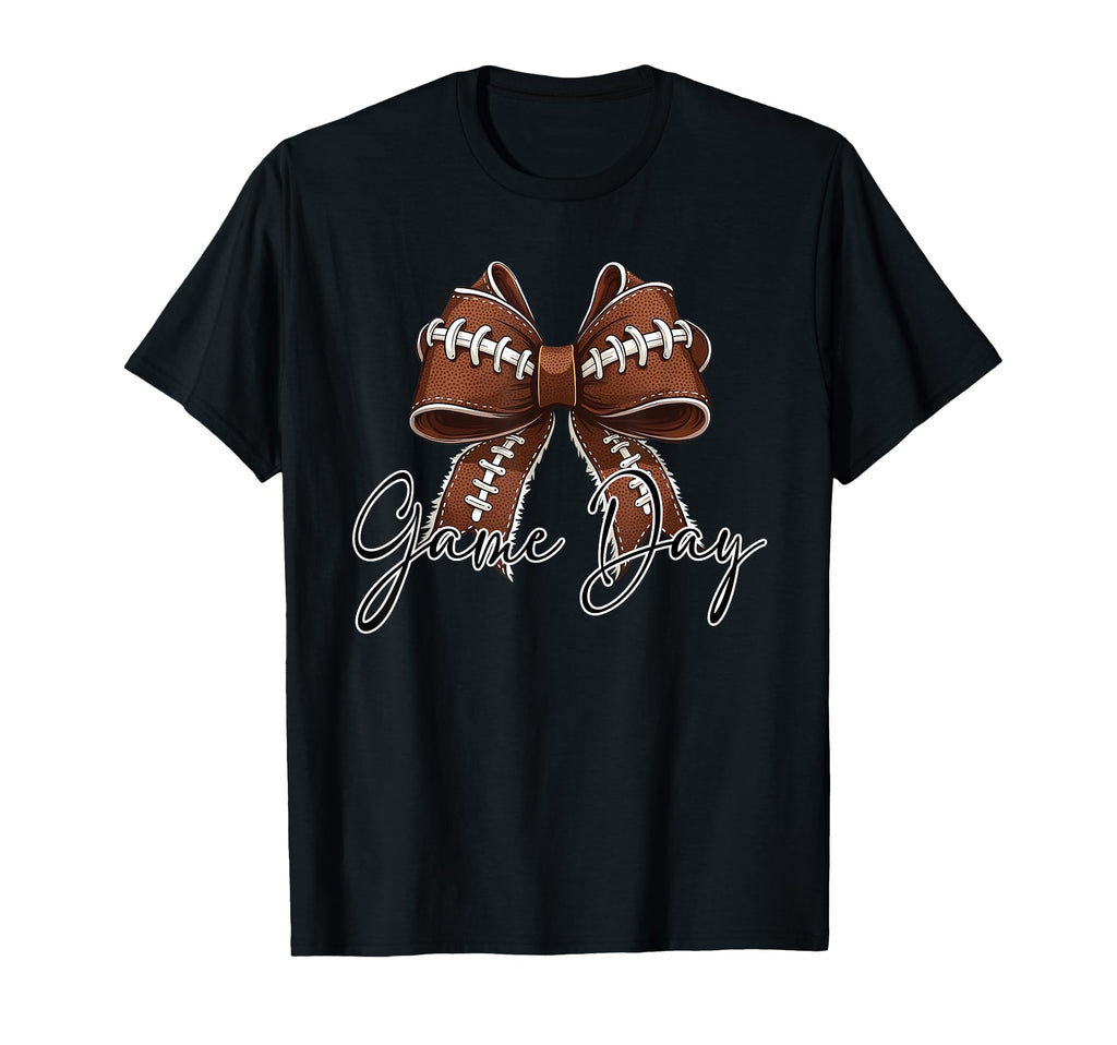 Game Day Football Bow Coquette T-Shirt - Casual Everyday Wear for Adults - T-Shirt, Sweatshirt, Hoodie