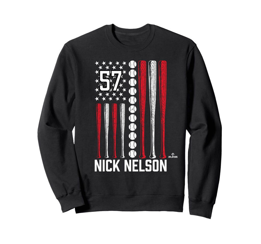 Baseball American Flag Nick Nelson Sweatshirt - Custom Art Print Unisex - T-Shirt, Sweatshirt, Hoodie