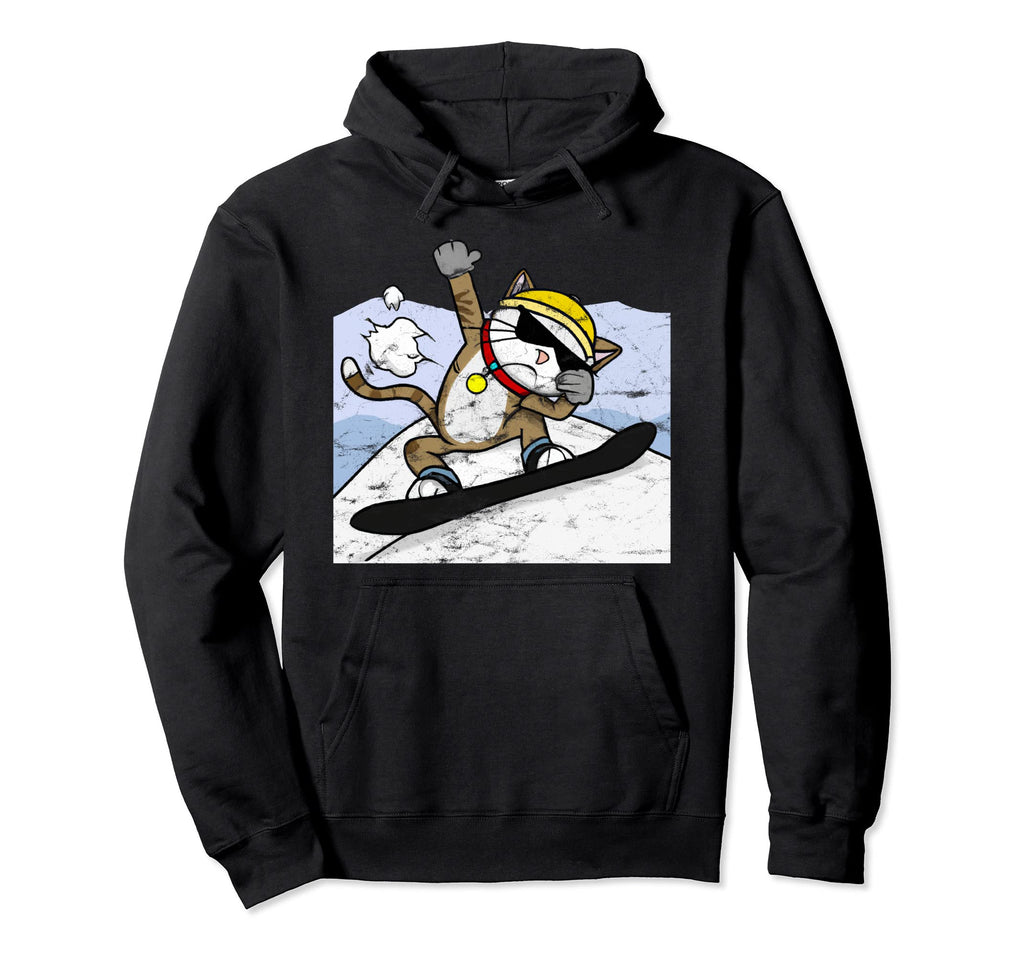 Snowboarding Cat Dabbing Funny 70S Hoodie - Trendy Graphic for Adults - T-Shirt, Sweatshirt, Hoodie
