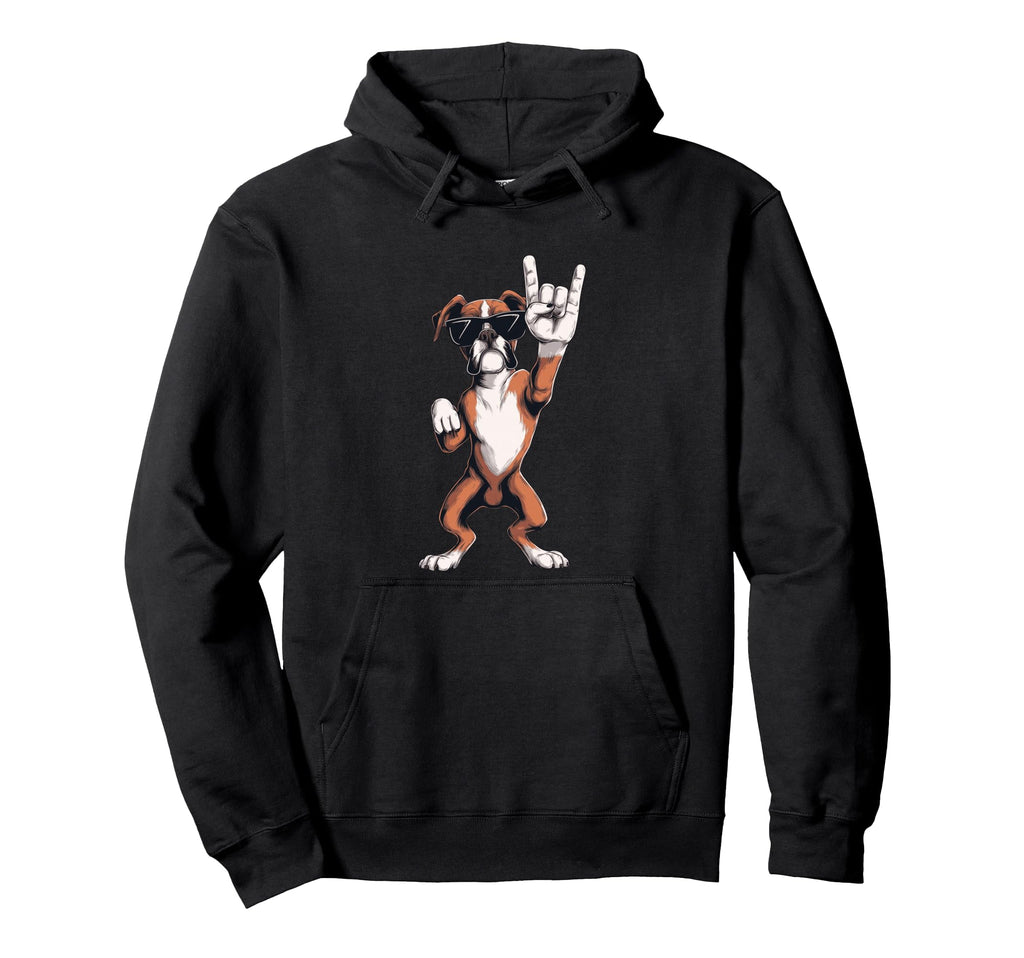 Boxer Dog Rock And Roll Sunglasses Hoodie - Graphic Print for Adults - T-Shirt, Sweatshirt, Hoodie