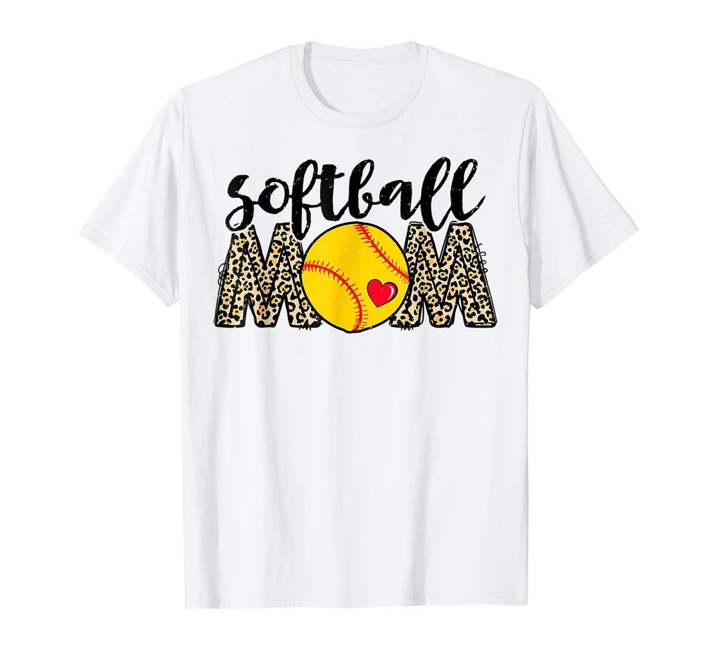 Softball Mom Leopard Baseball T-Shirt - Aesthetic Graphic for Adults - T-Shirt, Sweatshirt, Hoodie