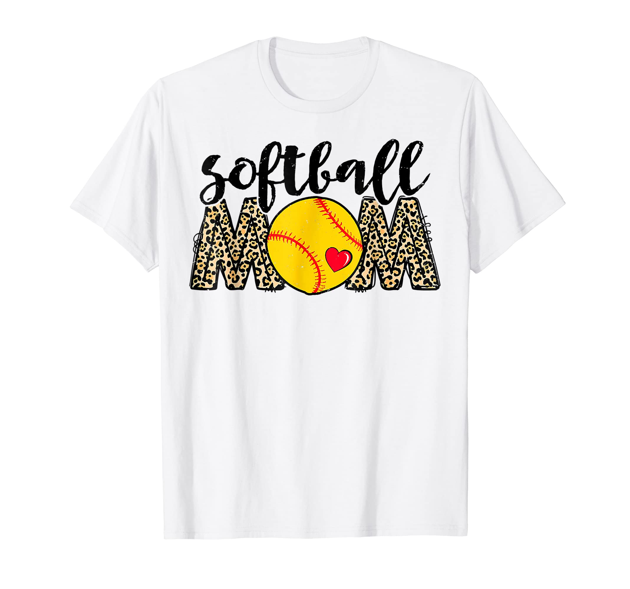 Softball Mom Leopard Baseball T-Shirt - Aesthetic Graphic for Adults - T-Shirt, Sweatshirt, Hoodie