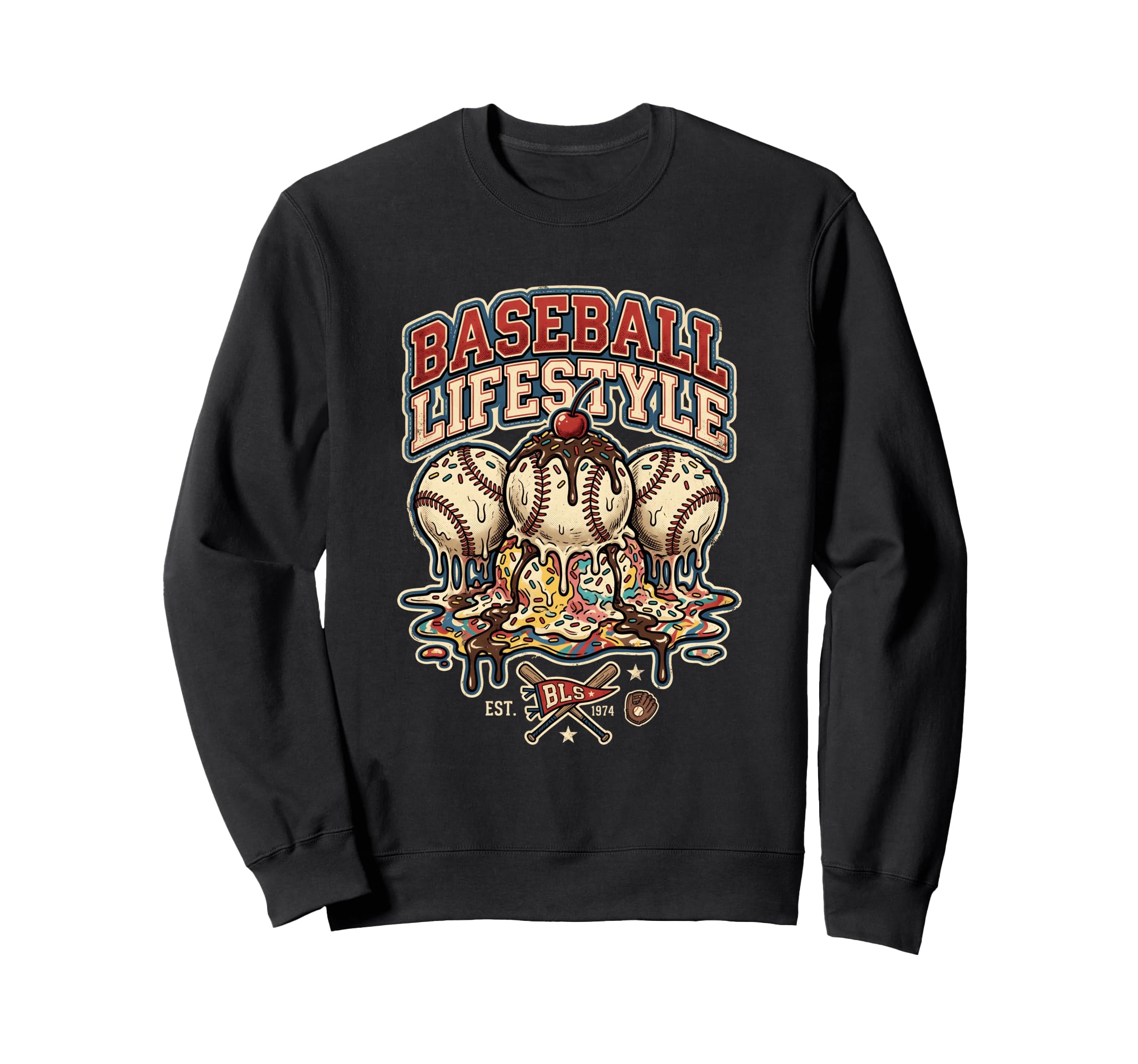 Baseball Ice Cream Sundae Sweatshirt - Casual Everyday Wear for Adults - T-Shirt, Sweatshirt, Hoodie