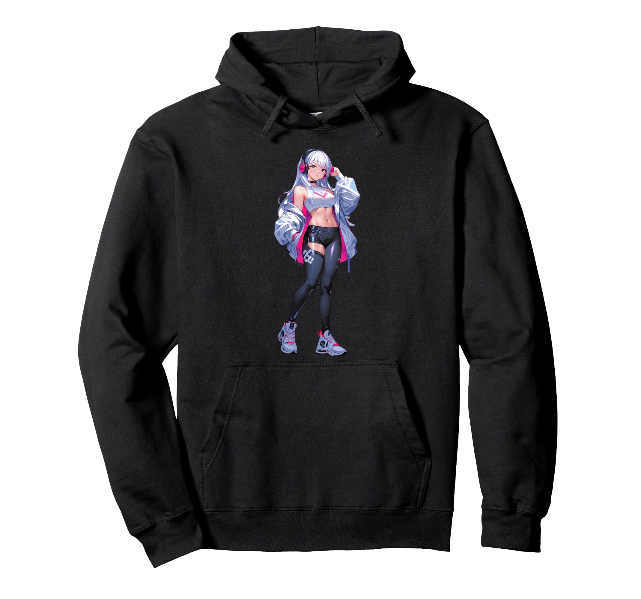 Kawaii Anime Listening To Music Sexy Hoodie - Unique Graphic Men Women - T-Shirt, Sweatshirt, Hoodie