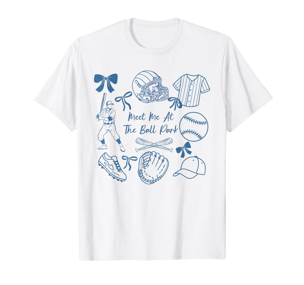 Meet Me Ballpark Baseball Coquette T-Shirt - Custom Art Print Unisex - T-Shirt, Sweatshirt, Hoodie