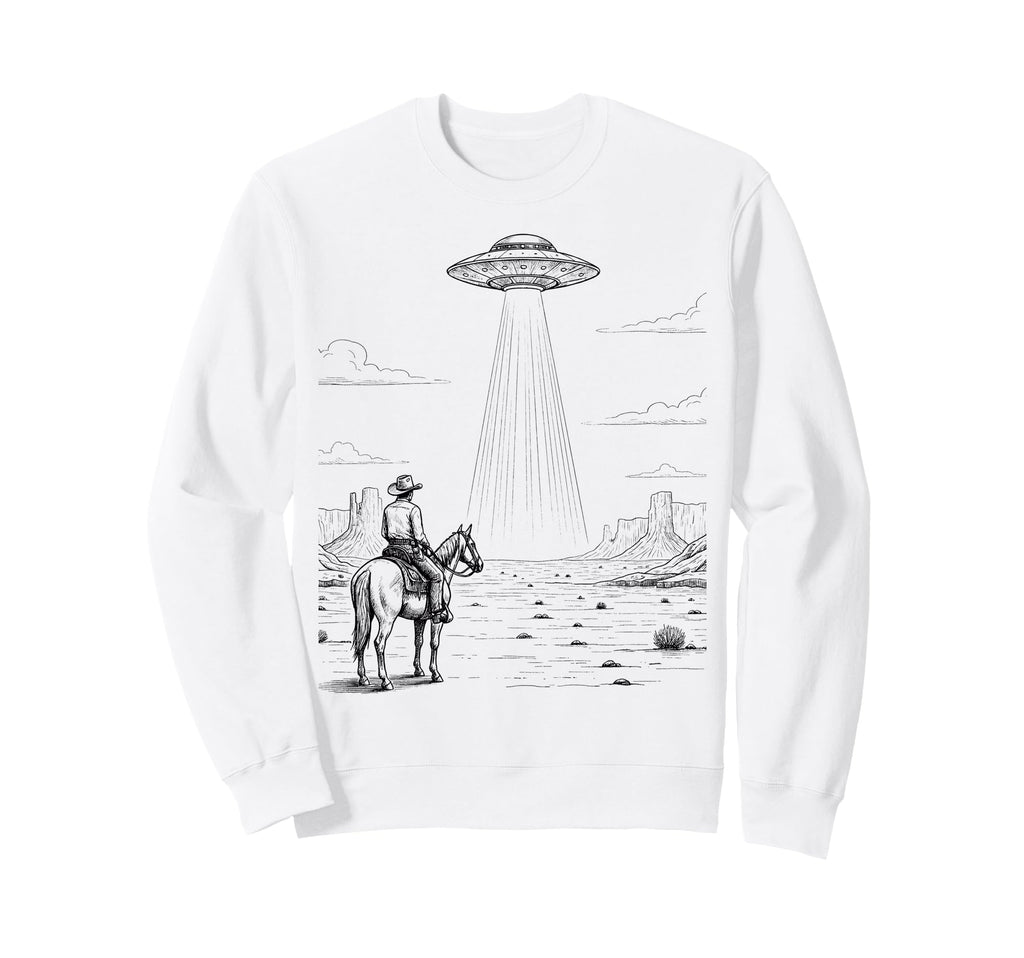 Cowboy Ufo Encounter Western Desert Sweatshirt - Streetwear Style Unisex - T-Shirt, Sweatshirt, Hoodie