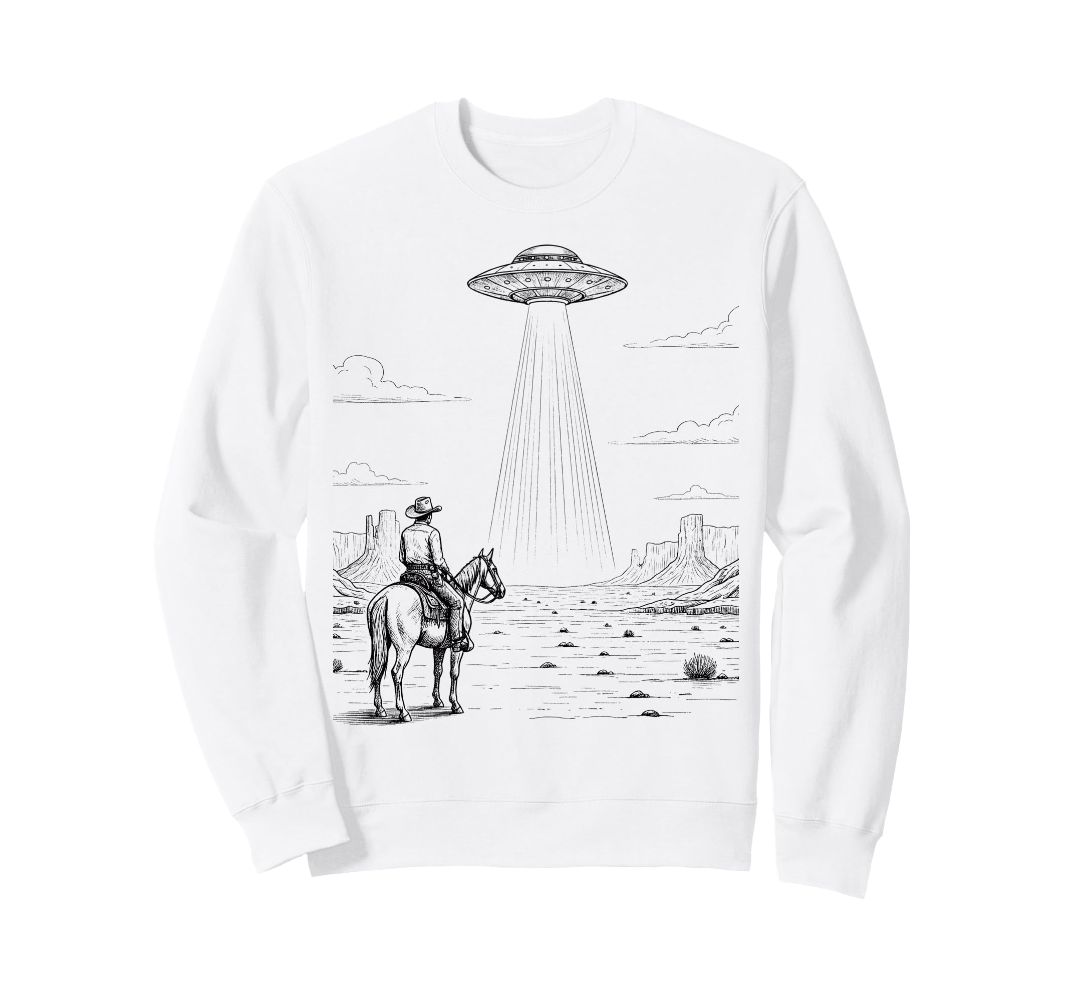 Cowboy Ufo Encounter Western Desert Sweatshirt - Streetwear Style Unisex - T-Shirt, Sweatshirt, Hoodie