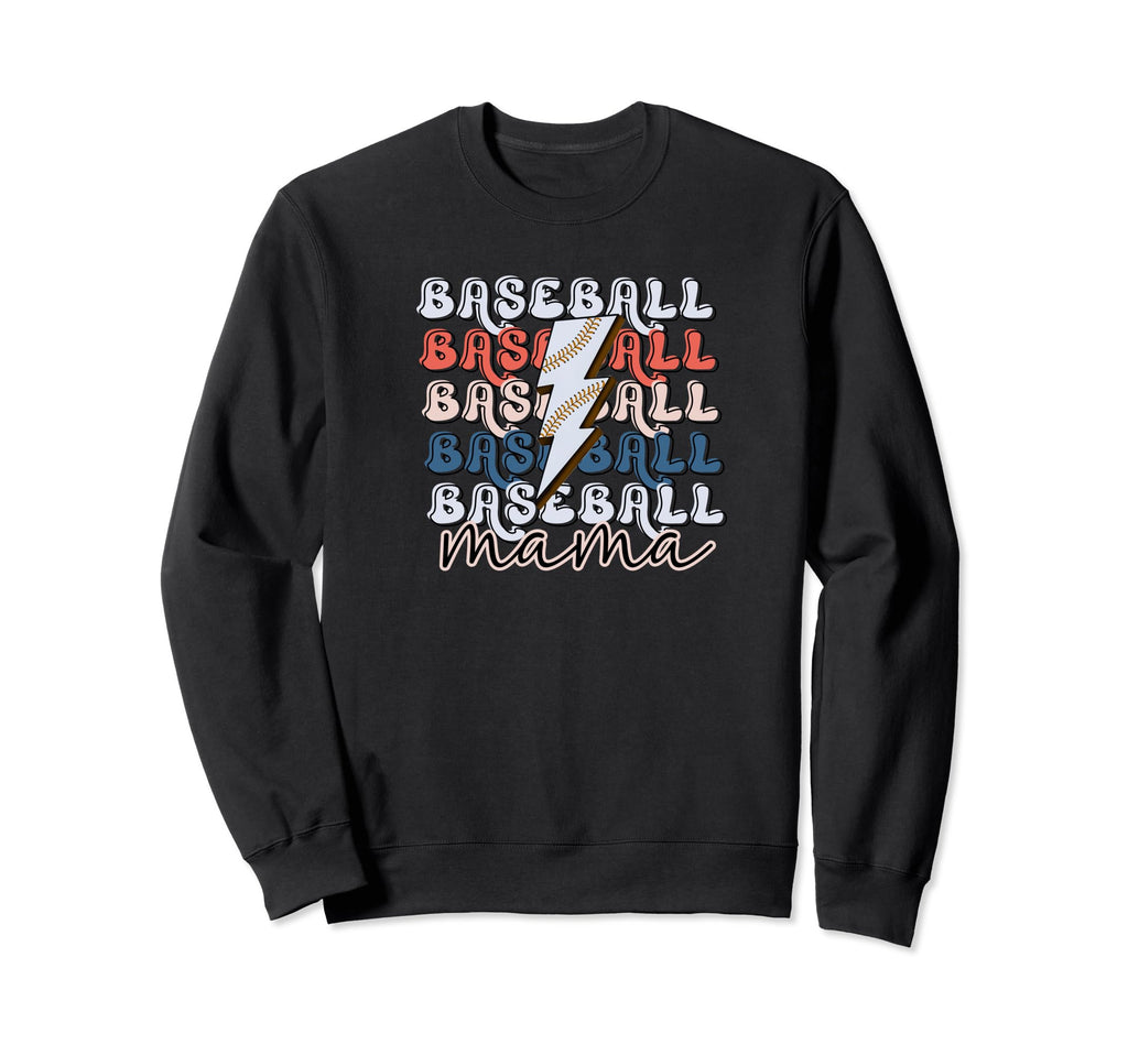 Baseball Mama Lightning Bolt Sweatshirt - Minimalist Print for Adults - T-Shirt, Sweatshirt, Hoodie
