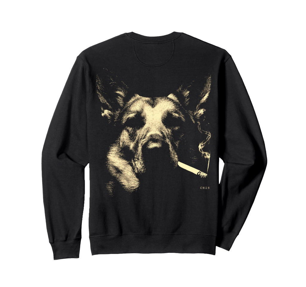 German Shepherd Smoking Cigarette Sweatshirt - Custom Art Print Men Women - T-Shirt, Sweatshirt, Hoodie