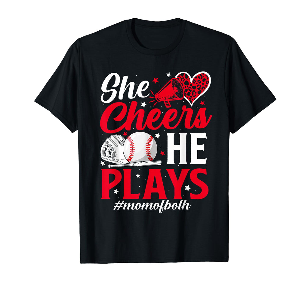 She Cheers He Plays Mom Both Cheer T-Shirt - Aesthetic Graphic Men Women - T-Shirt, Sweatshirt, Hoodie