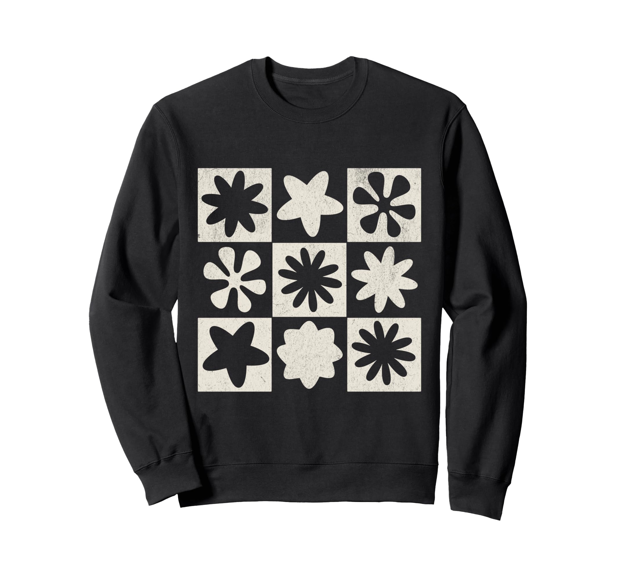 Boho Neutral Flowers Grid Sweatshirt - Minimalist Print Men Women - T-Shirt, Sweatshirt, Hoodie