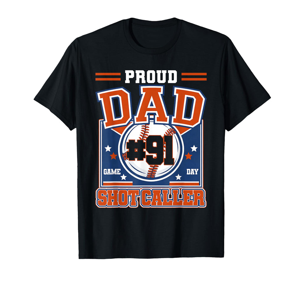 Proud Dad Baseball Player Number T-Shirt - Fun Novelty Design for Adults - T-Shirt, Sweatshirt, Hoodie