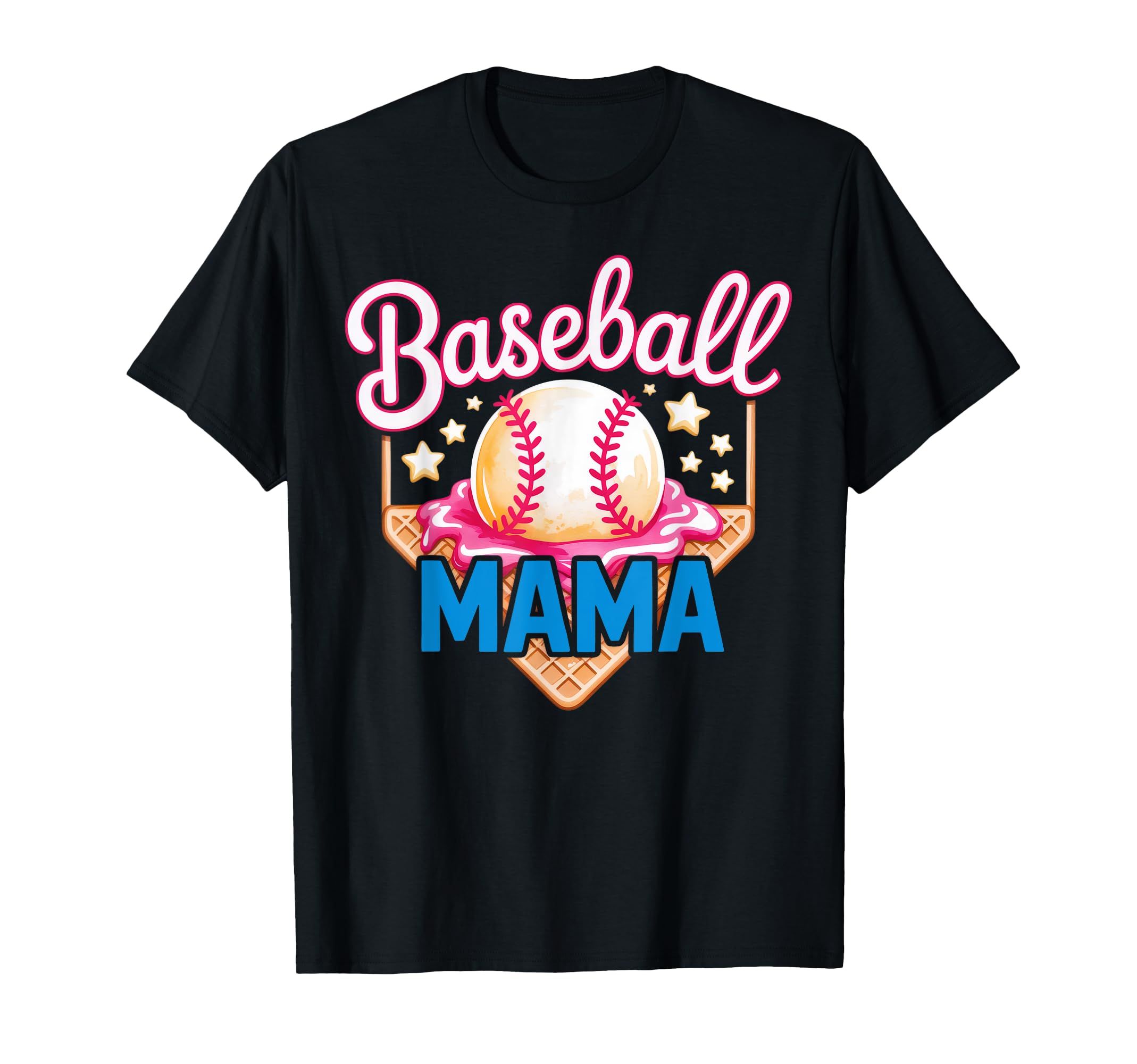 Baseball Mama Ice Cream Cone Sports T-Shirt - Graphic Print Men Women - T-Shirt, Sweatshirt, Hoodie