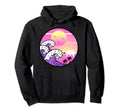 Sea Waves Sunset Vaporwave Japanese Hoodie - Unique Graphic for Adults - T-Shirt, Sweatshirt, Hoodie