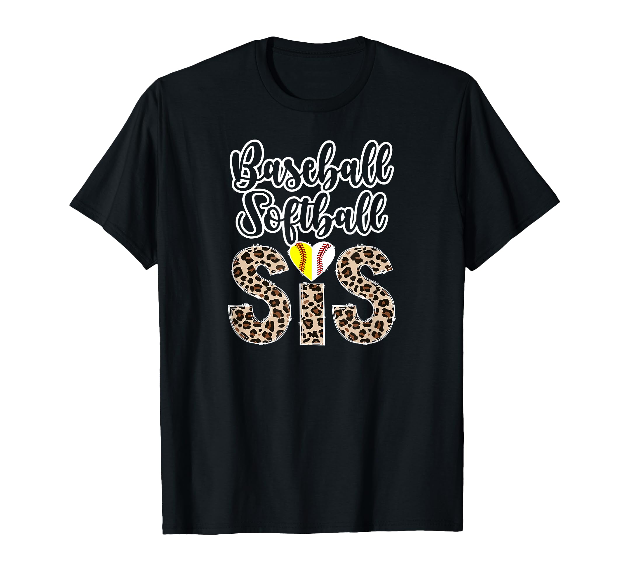 Baseball Softball Sis Leopard Softball T-Shirt - Unique Graphic Men Women - T-Shirt, Sweatshirt, Hoodie