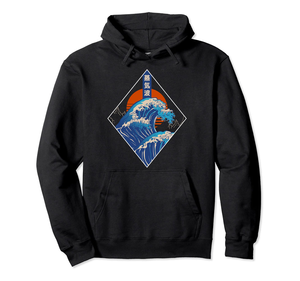 Big Wave Vaporwave Aesthetic 80S Anime Hoodie - Streetwear Style Unisex - T-Shirt, Sweatshirt, Hoodie