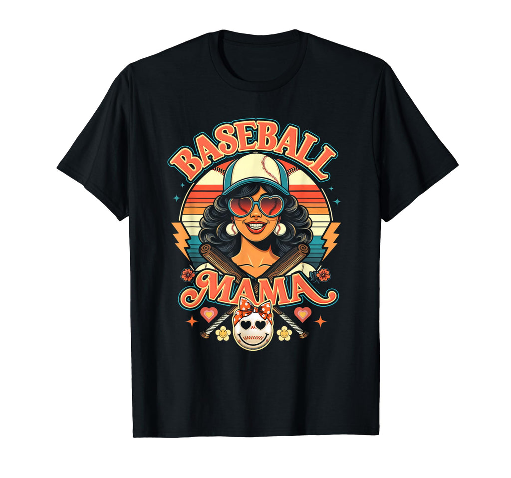 Baseball Mama Groovy Sport Softball Mom T-Shirt - Trendy Graphic Men Women - T-Shirt, Sweatshirt, Hoodie