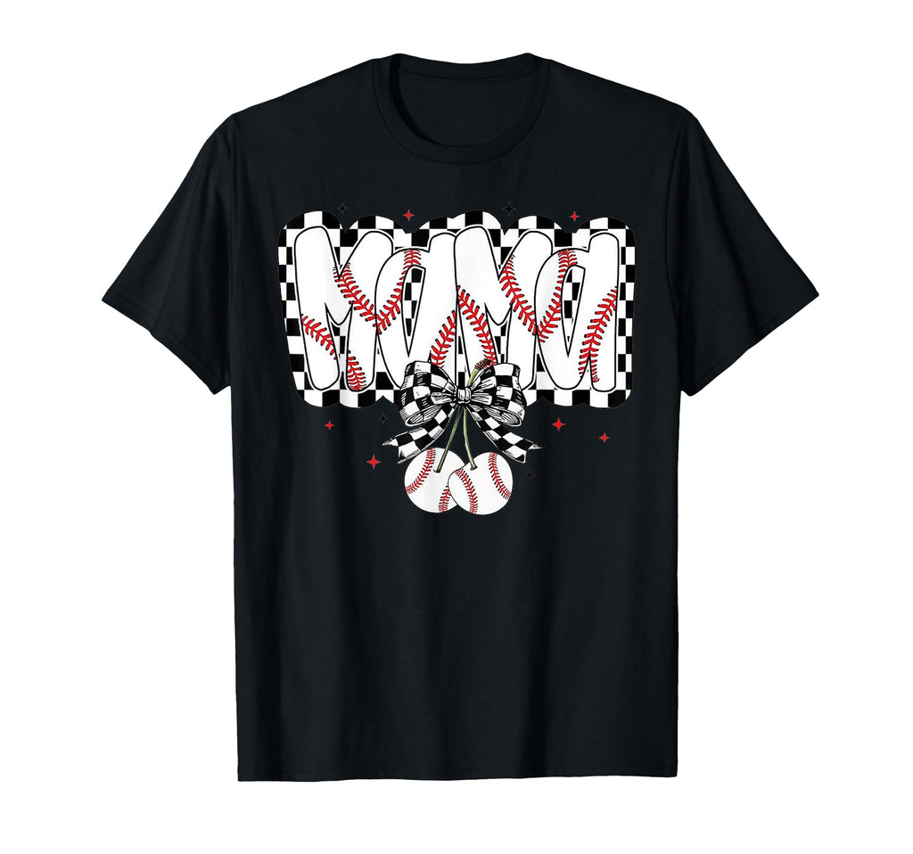 Baseball Mama Cherries Coquette Bow T-Shirt - Casual Everyday Wear Unisex - T-Shirt, Sweatshirt, Hoodie