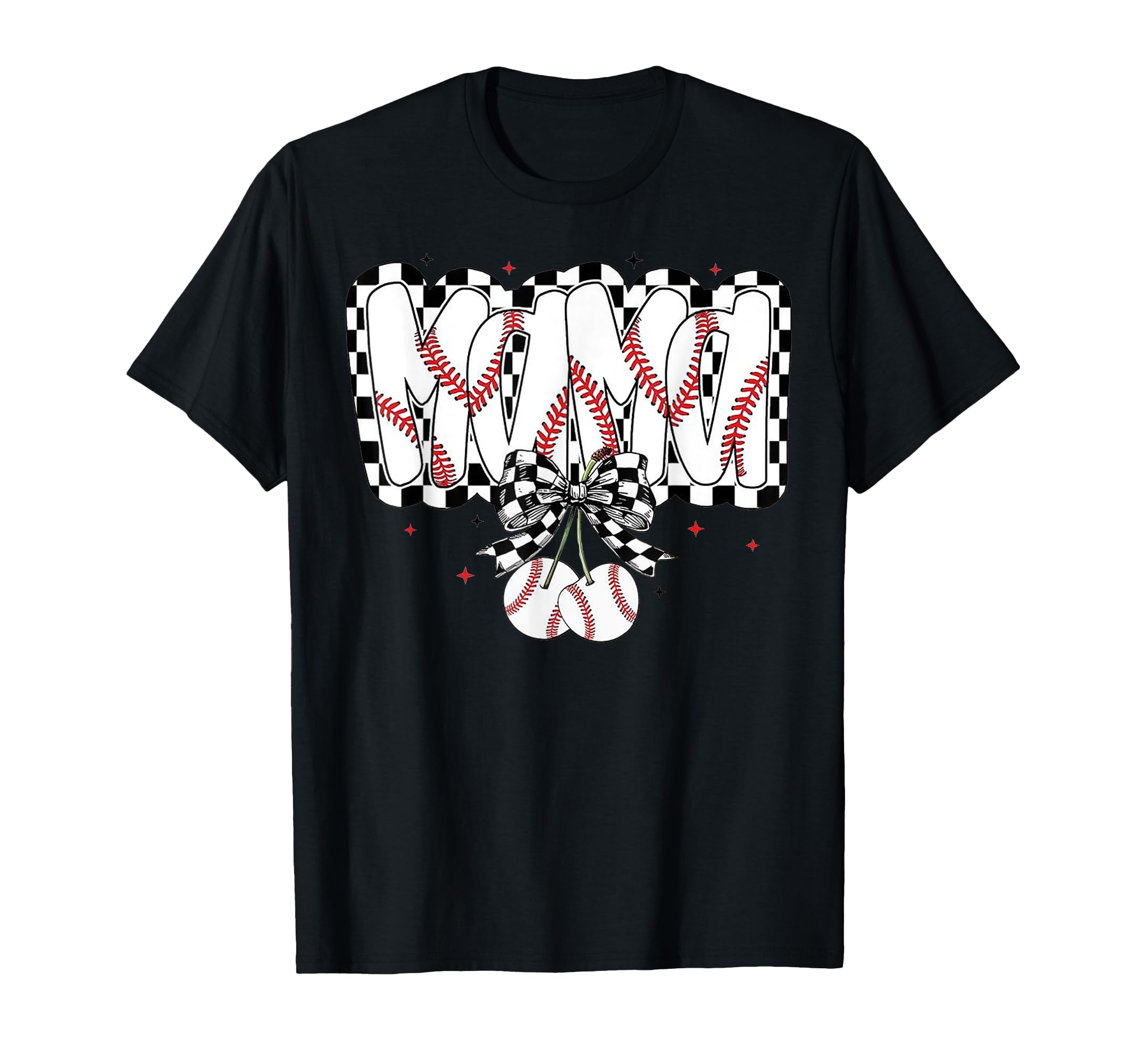 Baseball Mama Cherries Coquette Bow T-Shirt - Casual Everyday Wear Unisex - T-Shirt, Sweatshirt, Hoodie