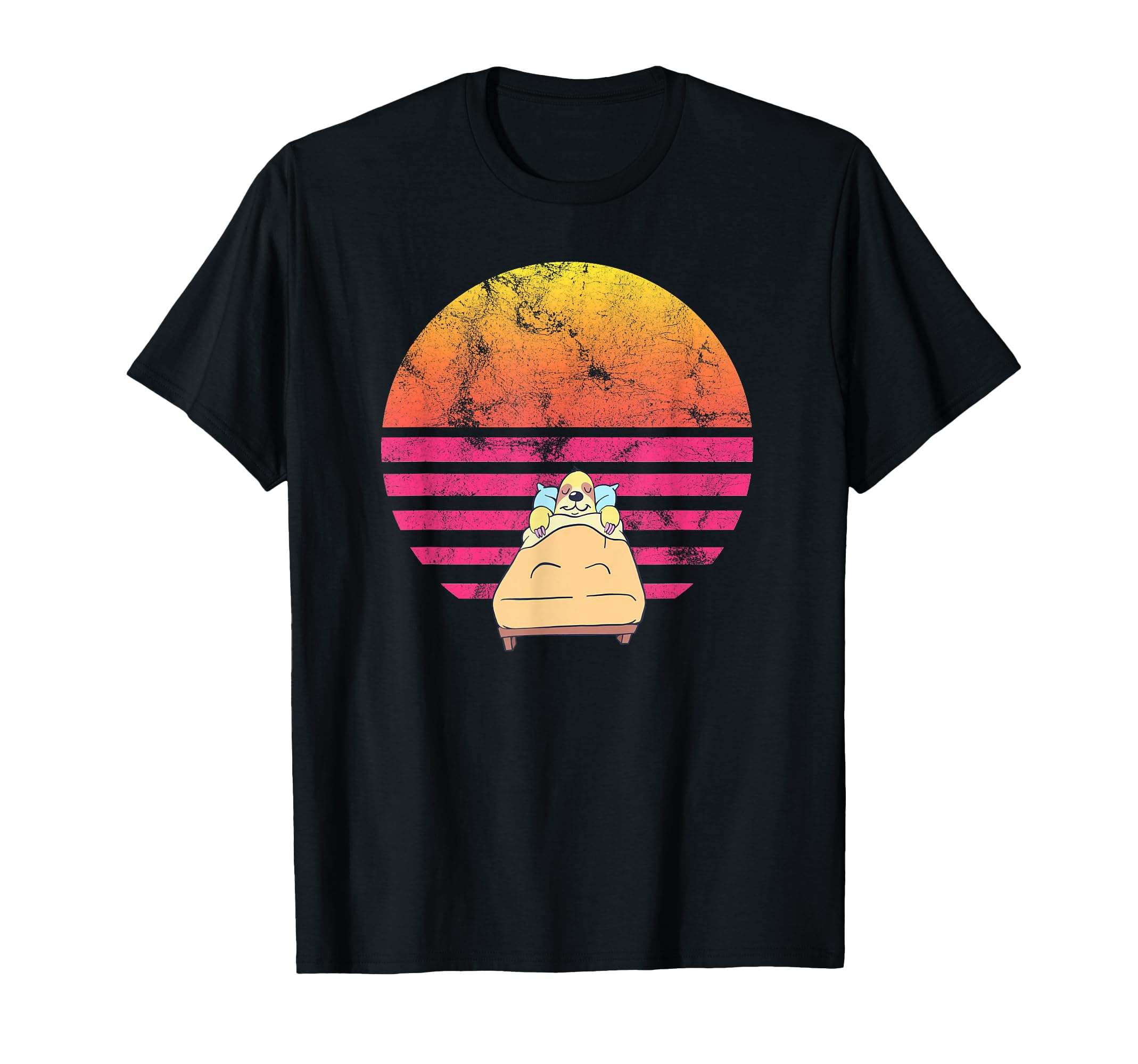 Kawaii Animal Sloth Bedtime Distressed T-Shirt - Unique Graphic Men Women - T-Shirt, Sweatshirt, Hoodie
