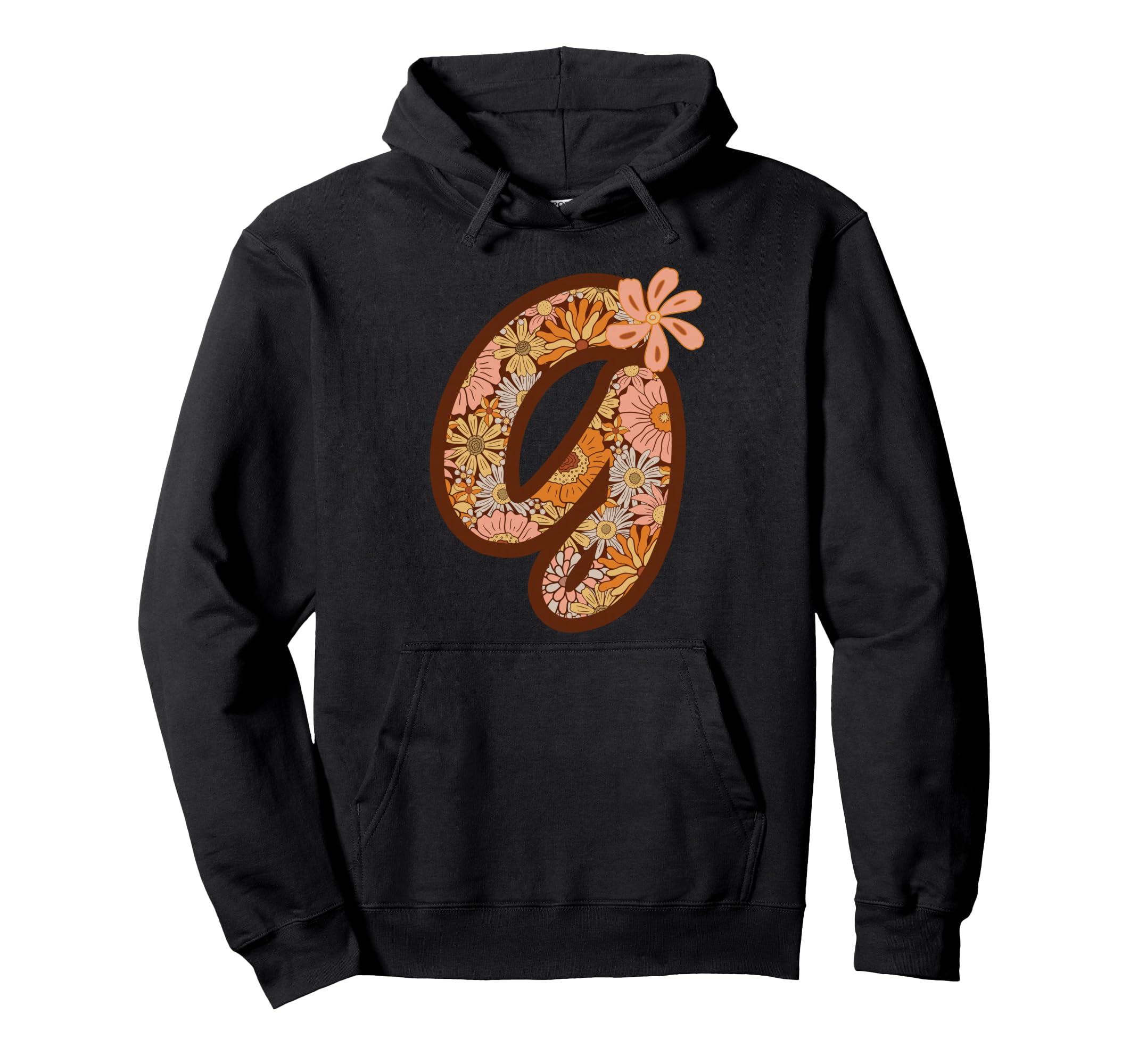 Floral Letter G Boho Botanical Hoodie - Fun Novelty Design for Adults - T-Shirt, Sweatshirt, Hoodie
