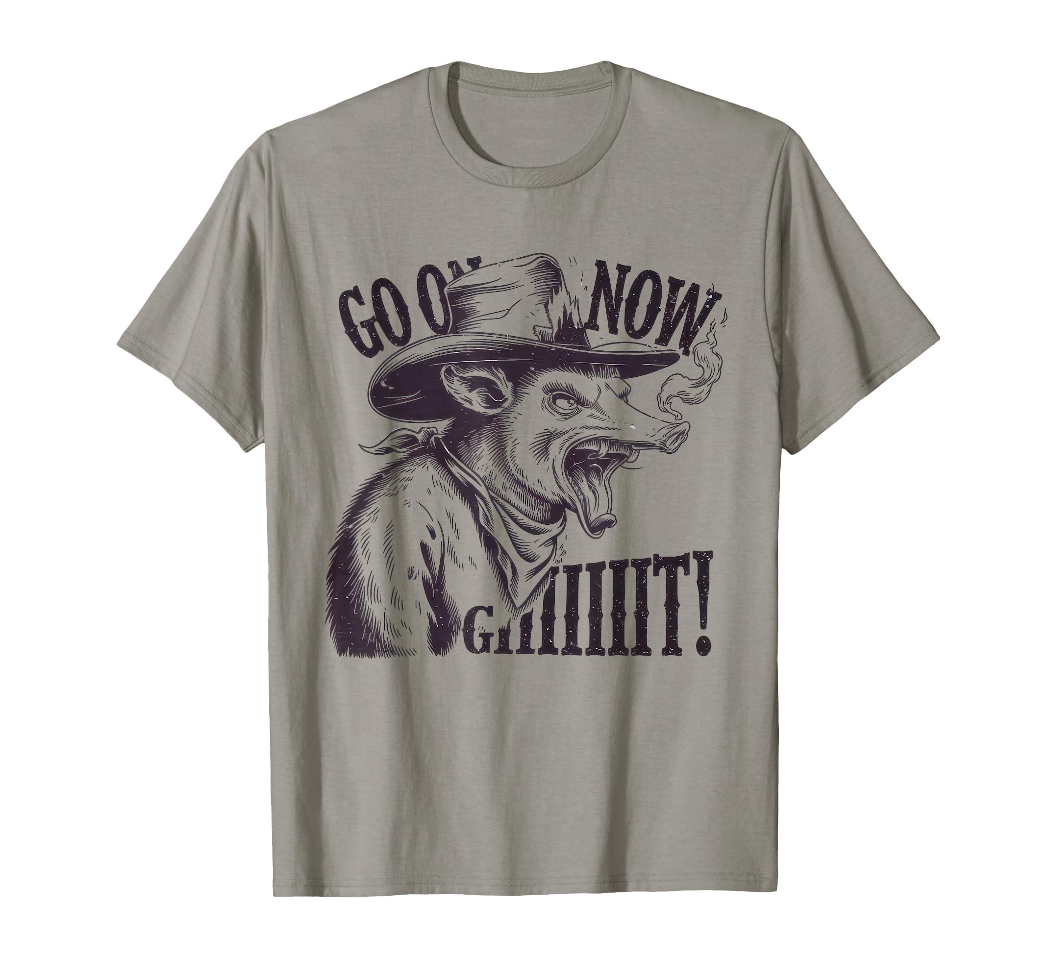 Go Now Git Cowboy Opossum Country T-Shirt - Aesthetic Graphic for Adults - T-Shirt, Sweatshirt, Hoodie