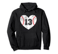 Baseball Heart Player 13 Baseball Mom Dad Hoodie - Graphic Print Unisex - T-Shirt, Sweatshirt, Hoodie