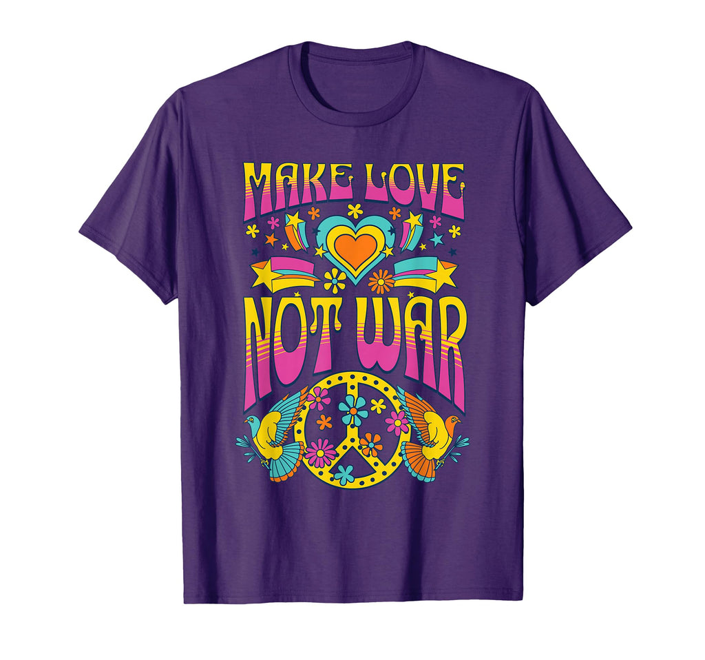Groovy Make Love Not War Peace Sign T-Shirt - Graphic Print Men Women - T-Shirt, Sweatshirt, Hoodie