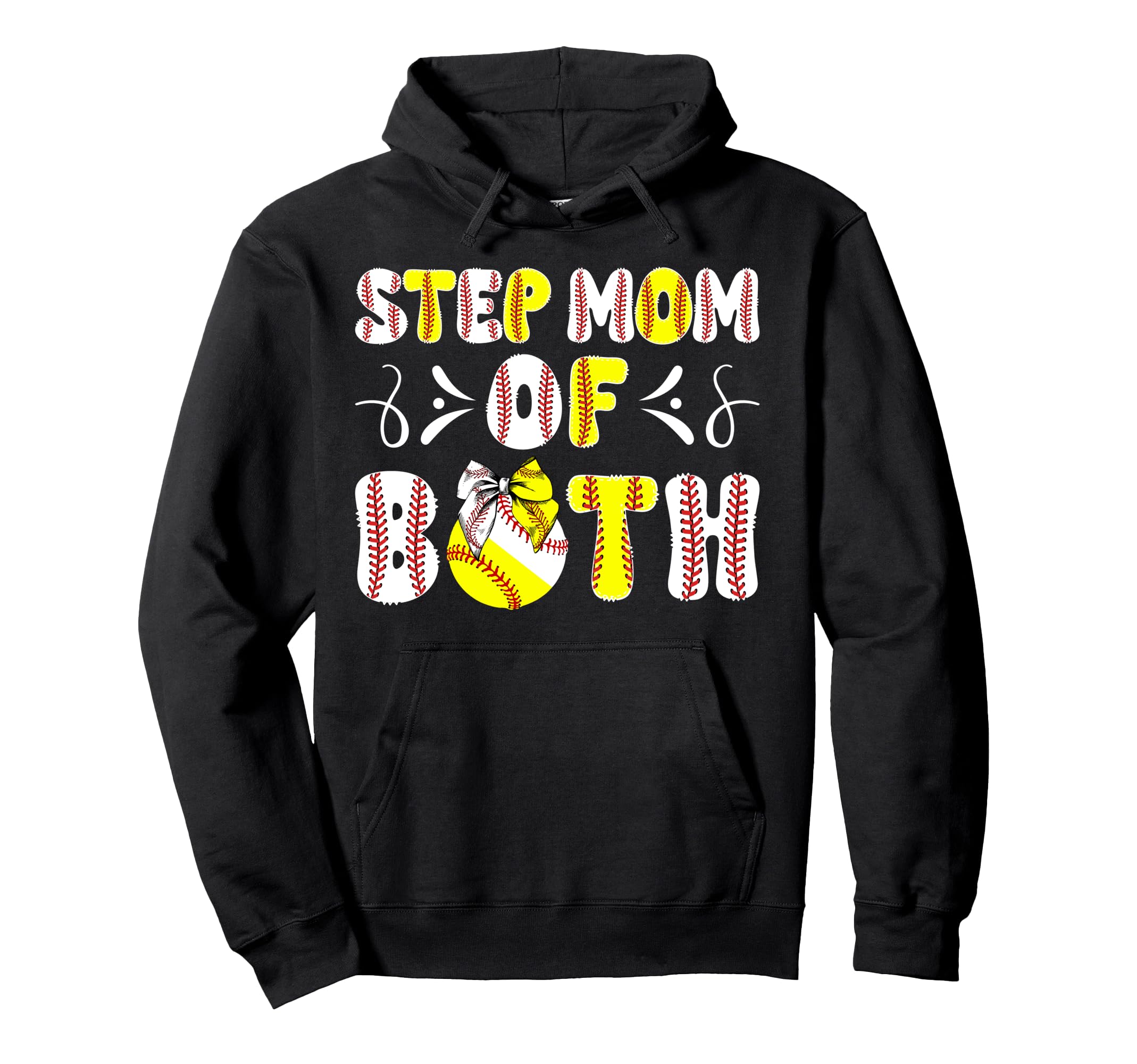 Step Mom Both Proud Softball Baseball Hoodie - Aesthetic Graphic Men Women - T-Shirt, Sweatshirt, Hoodie