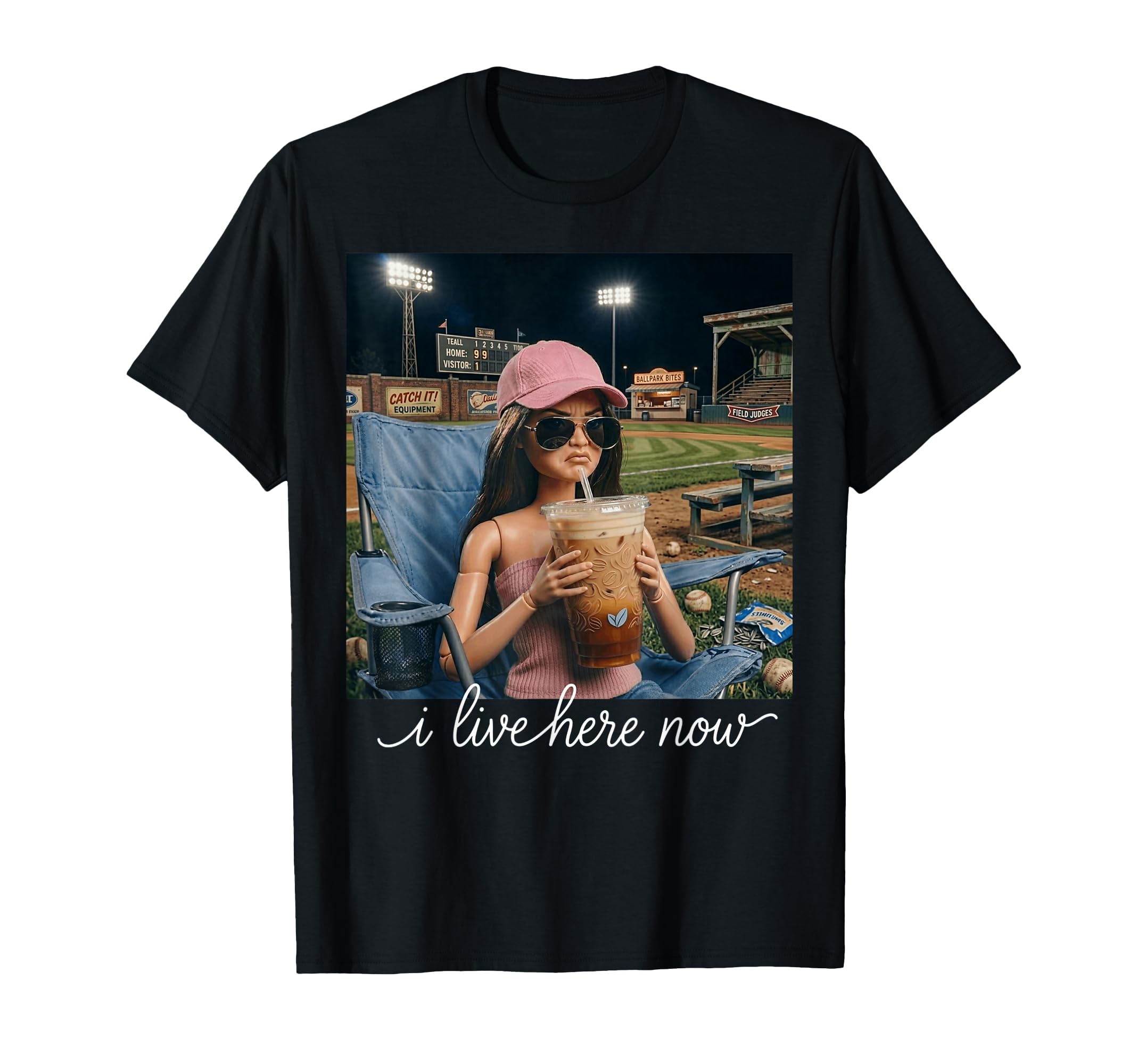 I Live Here Now Ballfield Baseball T-Shirt - Trendy Graphic Unisex - T-Shirt, Sweatshirt, Hoodie