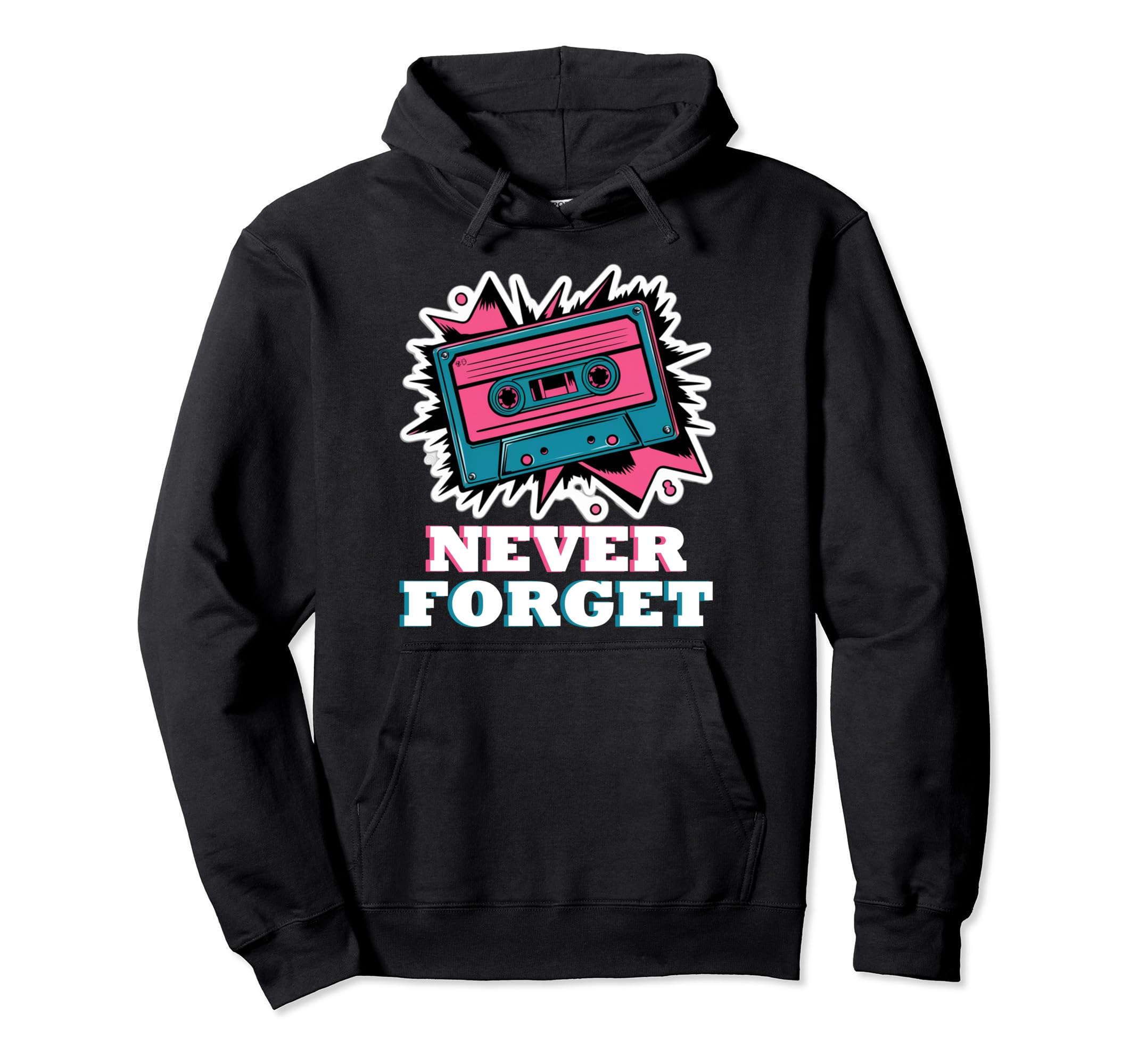 Never Forget Cassette Tape Hoodie - Minimalist Print Men Women - T-Shirt, Sweatshirt, Hoodie