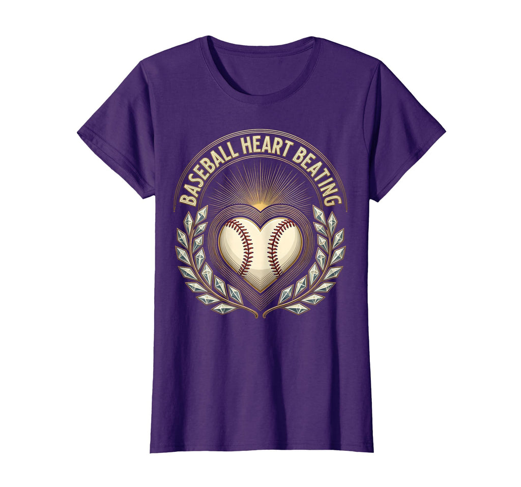 Baseball Heart Beating Baseball Mom T-Shirt - Novelty Apparel for Adults - T-Shirt, Sweatshirt, Hoodie
