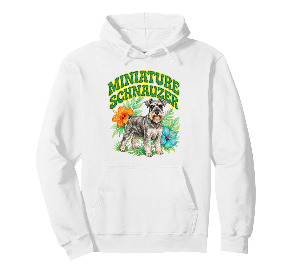 Miniature Schnauzer Groovy Floral Hoodie - Graphic Print Men Women - T-Shirt, Sweatshirt, Hoodie