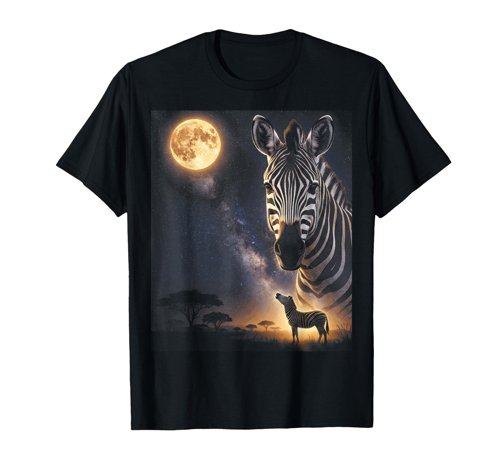 90S Zebra Howling Moon Y2K Aesthetic T-Shirt - Novelty Apparel for Adults - T-Shirt, Sweatshirt, Hoodie