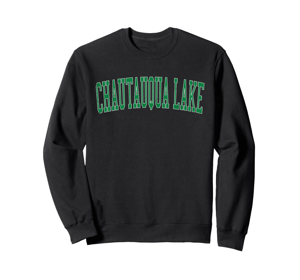 Chautauqua Lake Distressed Green Sweatshirt - Minimalist Print Unisex - T-Shirt, Sweatshirt, Hoodie