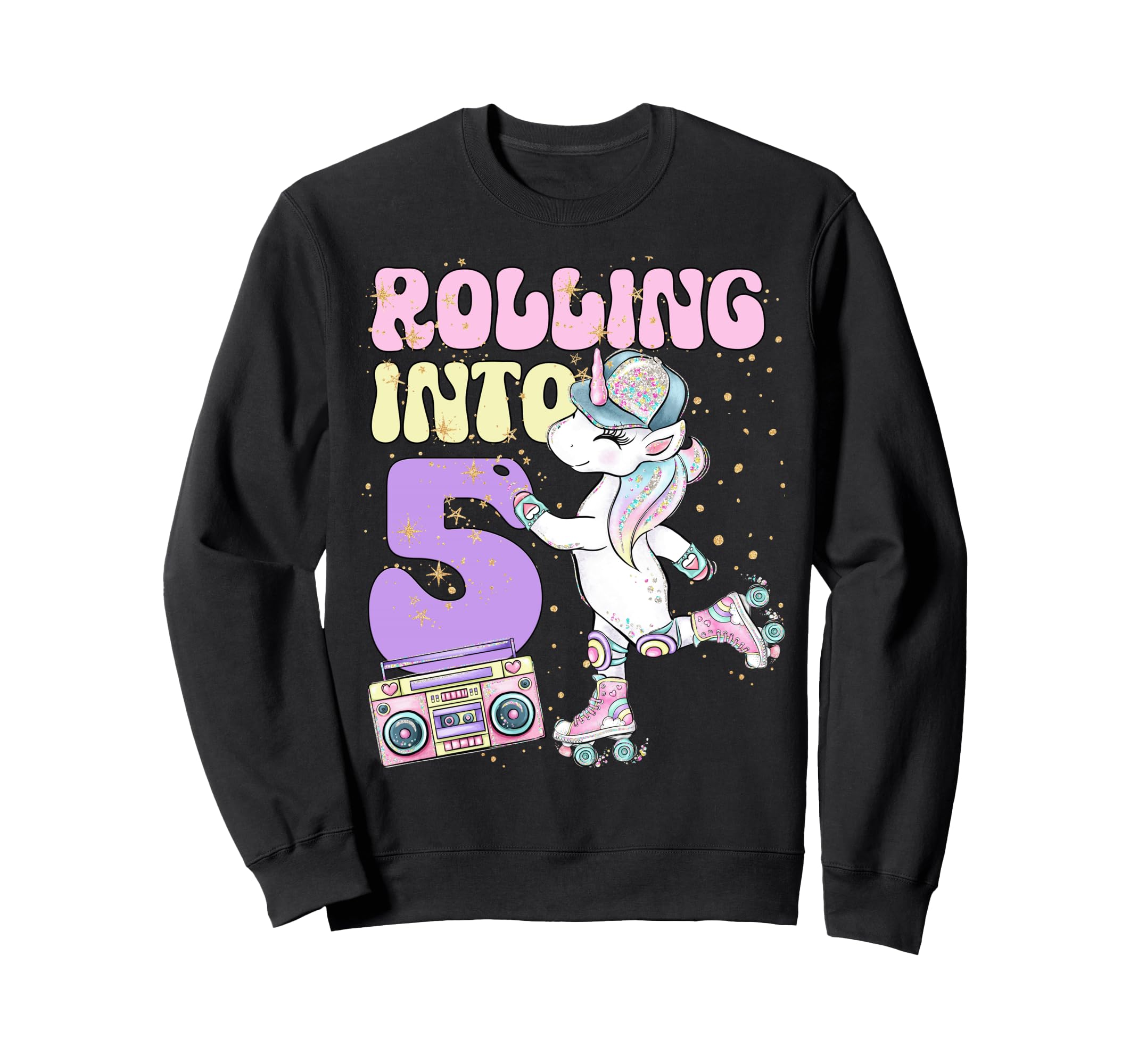 5Th Birthday Roller Skate Party Unicorn Sweatshirt - Trendy Graphic Unisex - T-Shirt, Sweatshirt, Hoodie