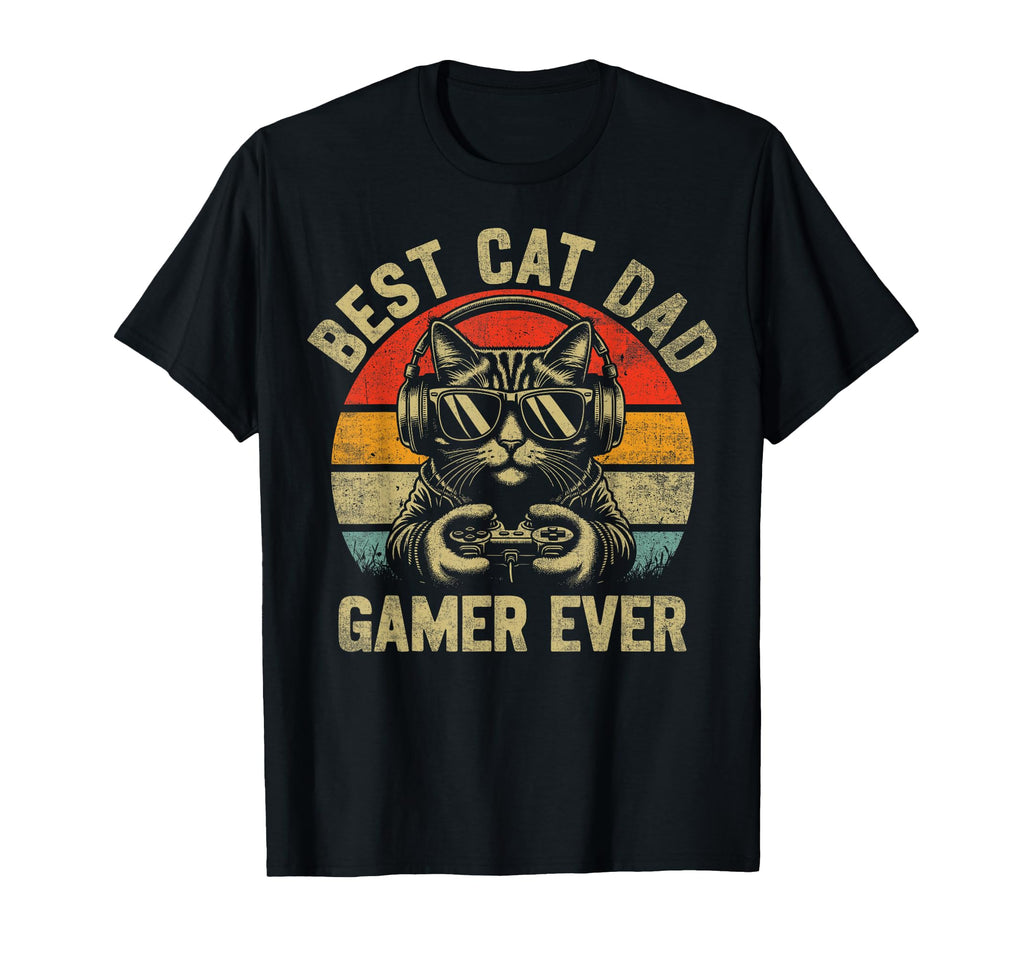Best Cat Dad Gamer Ever Funny Cat Dad T-Shirt - Graphic Print for Adults - T-Shirt, Sweatshirt, Hoodie